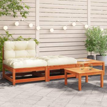 ARDEBO.de - Gartensofa ohne Armlehnen mit Kissen und Hockern