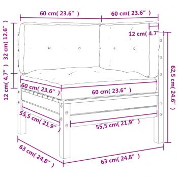 Garten-Ecksofa mit Kissen Wachsbraun Massivholz Kiefer