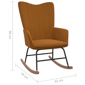 Schaukelstuhl mit Hocker Samt Braun