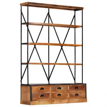 ARDEBO.de - Bücherregal 4 Ebenen 6 Schubladen 122×36×181 cm Massivholz