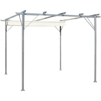 ARDEBO.de - Pergola mit Versenkbarem Dach Cremeweiß 3x3 m Stahl