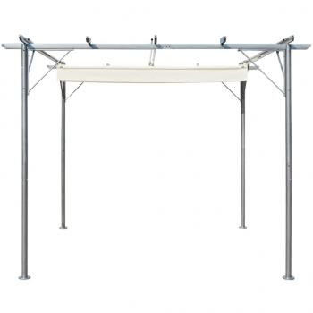 Pergola mit Versenkbarem Dach Cremeweiß 3x3 m Stahl