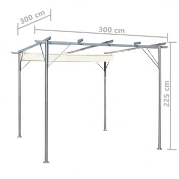 Pergola mit Versenkbarem Dach Cremeweiß 3x3 m Stahl