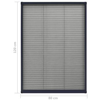 Insektenschutz-Plissee für Fenster Aluminium Anthrazit 80x120cm