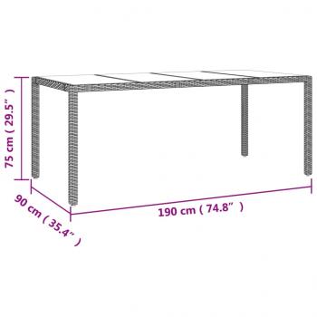 7-tlg. Garten-Essgruppe mit Kissen Schwarz Poly Rattan