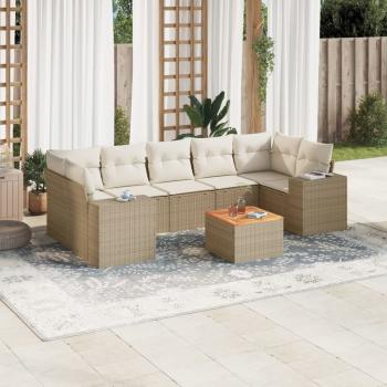 ARDEBO.de - 8-tlg. Garten-Sofagarnitur mit Kissen Beige Poly Rattan