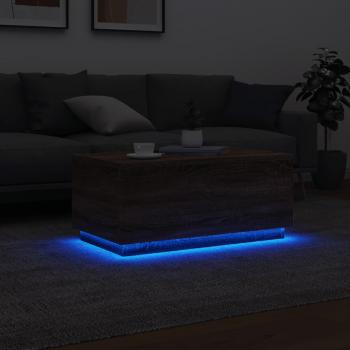 Couchtisch mit LED-Leuchten Braun Eichen-Optik 90x50x40 cm