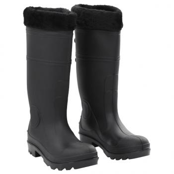 ARDEBO.de - Gummistiefel mit Herausnehmbarem Innenfutter Schwarz Gr. 39 PVC