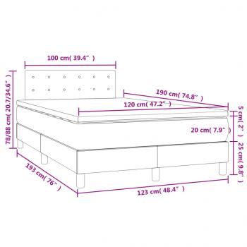 Boxspringbett mit Matratze & LED Schwarz 120x190 cm Samt