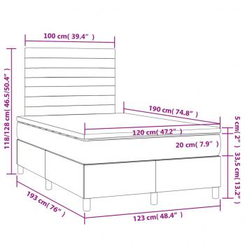 Boxspringbett mit Matratze Hellgrau 120x190 cm Stoff