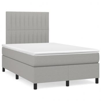 ARDEBO.de - Boxspringbett mit Matratze Hellgrau 120x190 cm Stoff