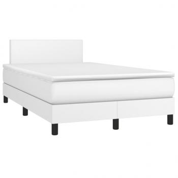 Boxspringbett mit Matratze Weiß 120x190 cm Kunstleder