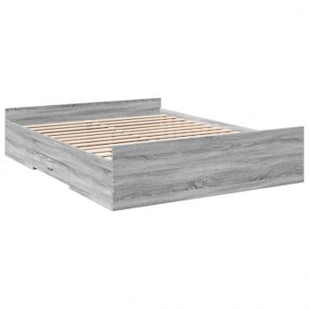 Bettgestell mit Schubladen Grau Sonoma 150x200 cm Holzwerkstoff