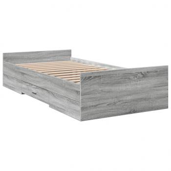 Bettgestell mit Schubladen Grau Sonoma 75x190 cm Holzwerkstoff