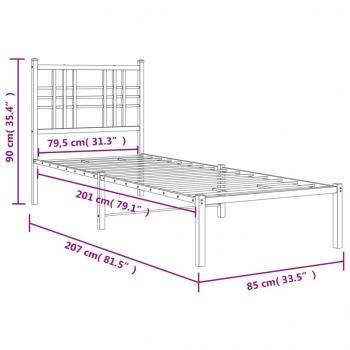 Bettgestell mit Kopfteil Metall Schwarz 80x200 cm