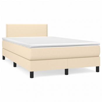 ARDEBO.de - Boxspringbett mit Matratze & LED Creme 120x190 cm Stoff