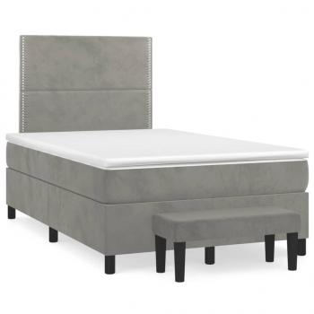 ARDEBO.de - Boxspringbett mit Matratze Hellgrau 120x190 cm Samt