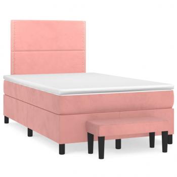 ARDEBO.de - Boxspringbett mit Matratze Rosa 120x190 cm Samt