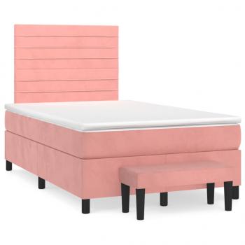 ARDEBO.de - Boxspringbett mit Matratze Rosa 120x190 cm Samt