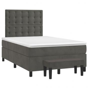 Boxspringbett mit Matratze Dunkelgrau 120x190 cm Samt