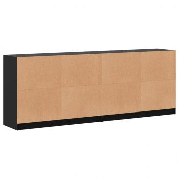 Bücherschrank mit Türen Schwarz 204x37x75 cm Holzwerkstoff