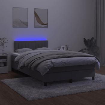 Boxspringbett mit Matratze & LED Dunkelgrau 120x190 cm Samt