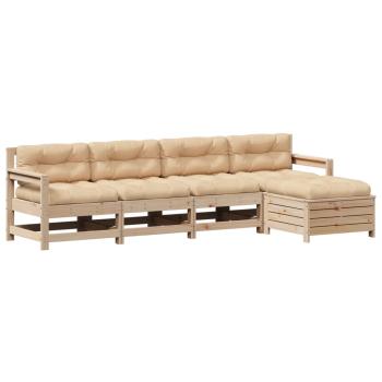 ARDEBO.de - 5-tlg. Garten-Lounge-Set mit Kissen Massivholz Kiefer