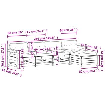 5-tlg. Garten-Lounge-Set mit Kissen Massivholz Kiefer