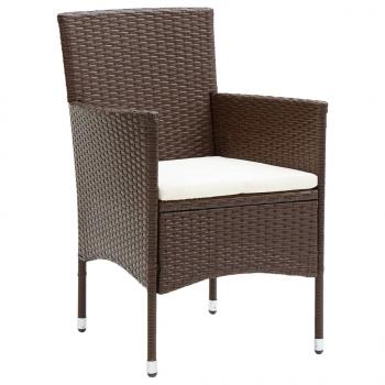 3-tlg. Bistro-Set Poly-Rattan und Hartglas Braun