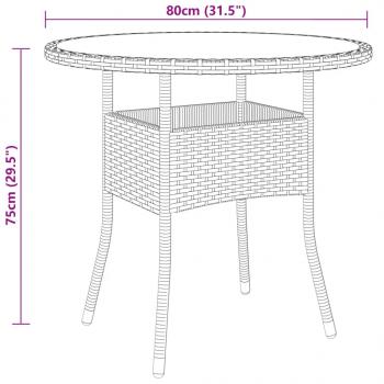 3-tlg. Bistro-Set Poly-Rattan und Hartglas Braun