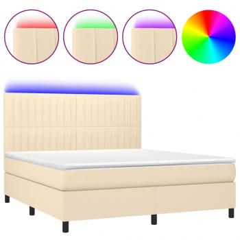 Boxspringbett mit Matratze & LED Creme 160x200 cm Stoff