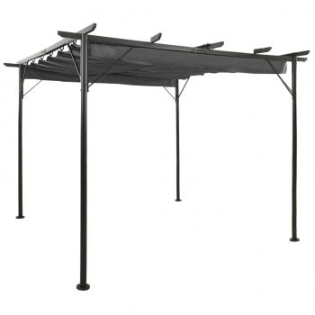 ARDEBO.de - Pergola mit Ausziehbarem Dach Anthrazit 3x3 m Stahl 180 g/m²