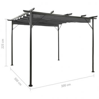 Pergola mit Ausziehbarem Dach Anthrazit 3x3 m Stahl 180 g/m²