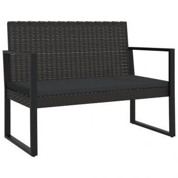 Gartenbank mit Kissen Schwarz 106 cm Poly Rattan