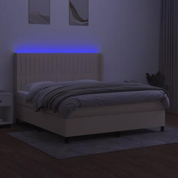 Boxspringbett mit Matratze & LED Creme 160x200 cm Stoff