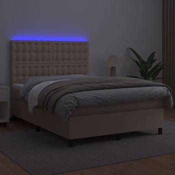 Boxspringbett mit Matratze & LED Cappuccino-Braun 140x190cm