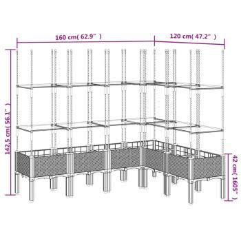 Pflanzkübel mit Rankgitter Braun 160x120x142,5 cm PP