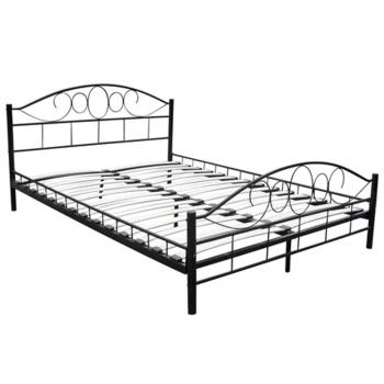 Bett mit Matratze Schwarz Metall 180×200 cm 