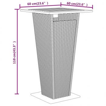 3-tlg. Gartenbar-Set Grau Poly Rattan & Massivholz Akazie