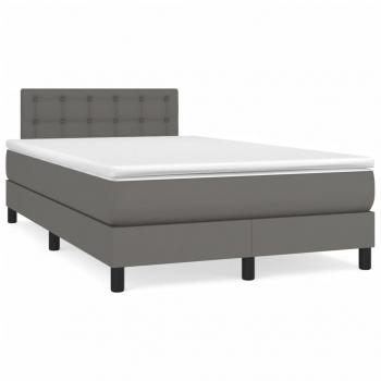 Boxspringbett mit Matratze & LED Grau 120x190 cm Kunstleder