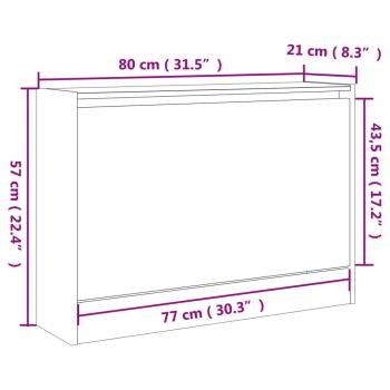 Schuhschrank Braun Eichen-Optik 80x21x57 cm Holzwerkstoff