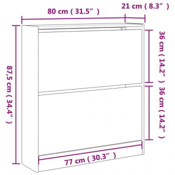 Schuhschrank Räuchereiche 80x21x87,5 cm Holzwerkstoff