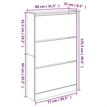 Schuhschrank Räuchereiche 80x21x125,5 cm Holzwerkstoff