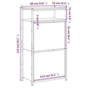 Schuhschrank Braun Eichen-Optik 60x34x112 cm Holzwerkstoff