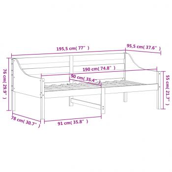 Tagesbett ohne Matratze Wachsbraun 90x190 cm Massivholz Kiefer