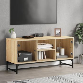 ARDEBO.de - TV-Schrank mit Glastüren Sonoma-Eiche 102x37x50 cm