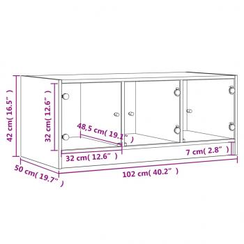 Couchtisch mit Glastüren Braun Eichen-Optik 102x50x42 cm