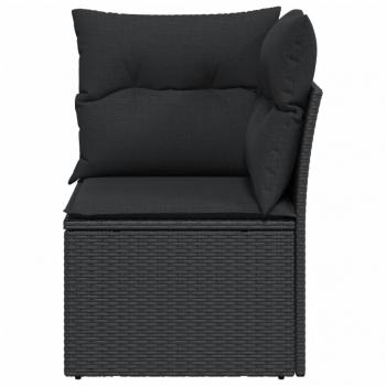 Garten-Ecksofa mit Kissen Schwarz Poly Rattan