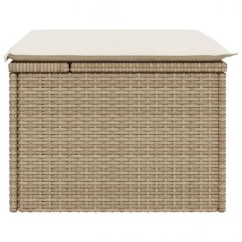 Gartenhocker mit Kissen Beige 55x55x37 cm Poly Rattan