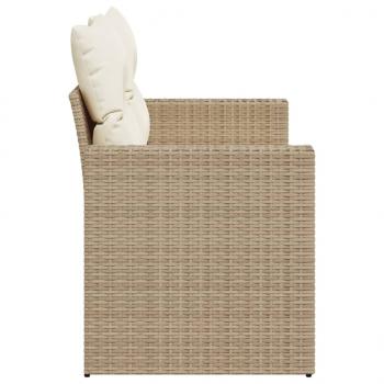 Gartensofa mit Kissen 2-Sitzer Beige Poly Rattan